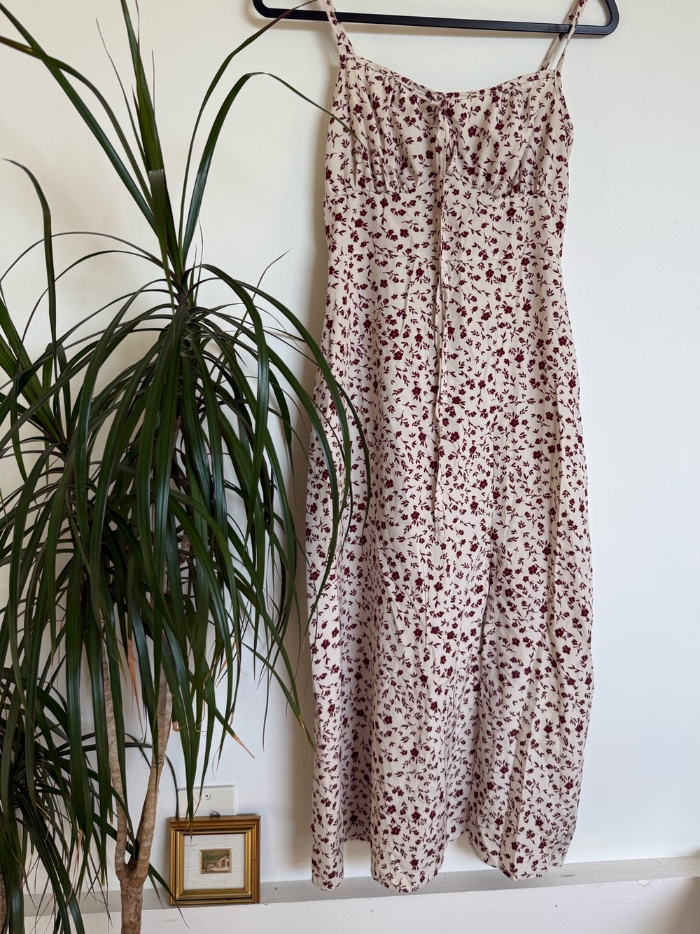Women’s Cream Floral Midi Dress Cottage Milkmaid - Picture 2 of 4
